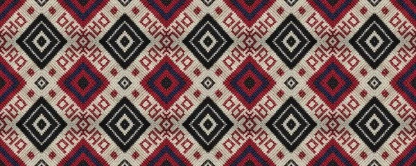 Seamless Ethnic Embroidery Woven Tapestry Beige Print Native Threadbare Geometric — Fotografia de Stock