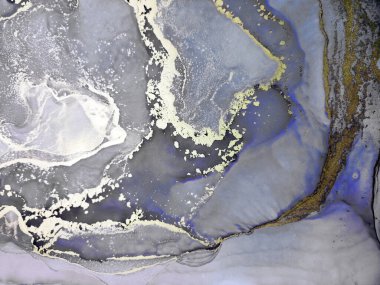 Black and Gold Alcohol Ink. Grunge Paint. Marble Ink Paint. Macro Photo Golden Spot. Alcohol Ink Art. Stone Watercolor paint. Gold Divorces on Black.