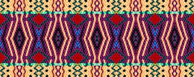 Ikat Seamless Background. Navy blue, Scarlet and White Tones with Gray. Wash Drawing Indian Motley Print. Vintage Shawl Decor Endless Fabric. Colorful Bohemian ikat.