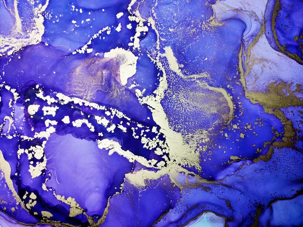 Colorful Texture Indigo White Gold Pigment Blue Ice Fluid Water — Foto Stock