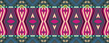 Ikat Seamless for Patchwork. Blue, Rose and White color with Charcoal. Wash Drawing African Grunge Style. Ethnic Pillow Decor Effect. Colorful Art ikat.