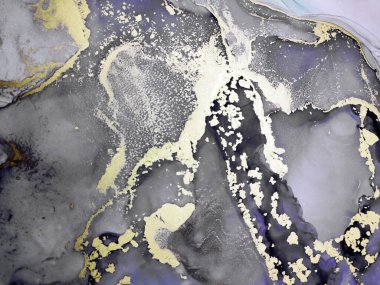 Black and Gold Alcohol Ink. Golden Splash. Fashionable Background. Bright Watercolor Print. Acrylic Drop Paint. Veil Ink. Gold Divorces on Black.