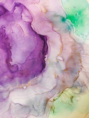 Colorful Texture. Aquamarine Spots Pigment. Sky clouds Blur. Water Sapphirine, White and Gold Streaks. Ink Divorces. Alcohol Ink Drops. Alcohol Abstract.
