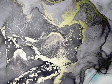 Black and Gold Alcohol Ink. Geode Paint. Splash Watercolor blur. Abstract Golden Strips. Alcohol Illustration. Splash Aquarelle paint. Gold Divorces on Black.
