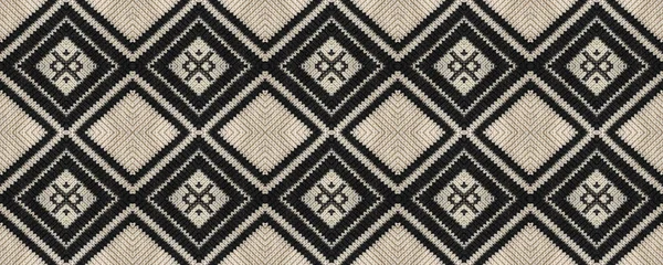 Seamless Ethnic Ornament Woven Tapestry Beige Print Russian Ornament Rude — Foto Stock