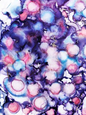 Alcohol Art. Rainbow Pigment. Violet Strips. Delicate Emerald. Motley Light splash. Gold Lines Aquarelle drawn. Alcohol Ink Red Blots. Alcohol Texture.