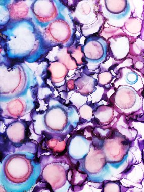 Alcohol Art. Rainbow Spray. Navy blue fluid. Delicate Ocean color. Motley Azure imitation. Gold Lines Watercolor paint. Alcohol Ink Sapphirine Splatter. Background for Cards.