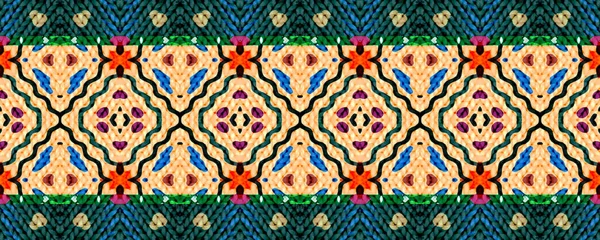 Seamless Ethnic Pattern Wicker Armenian Ikat Rug Macrame Retro Pattern — Zdjęcie stockowe