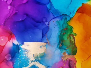 Alkol geçmişi. Altın Çizgili Gouache Görüntü. Hassas Azure. Zümrüt boya. Motley Rose döküldü. Gökkuşağı Boşanması. Alkol Mürekkebi Magenta sıçraması. Alkol Sanatı.