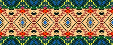 Kusursuz bir arka plan. Siyah ile mavi, mor ve kahverengi elementler. Suluboya Hint Grunge dokusu. El Şalı Dekor Motifi. Renkli Gökkuşağı Görevi.