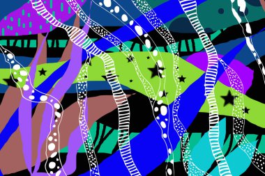 Örnek Tropik İllüzyon. Suluboya Karalamalar. Başlık Yazdır. Palm Exotica Doodle 'da. Style Banner. Soyut Kumaş Arkaplanı. Parlak Tekstil.