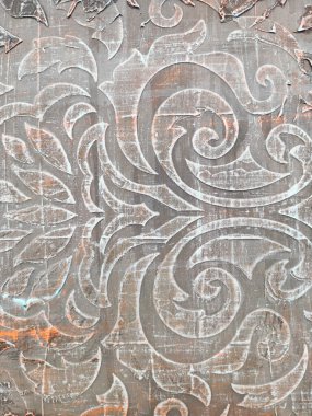 Sefil Vintage Arabesk Şablonu. Geometrik Arap Yardım Örgütü. Duvarda kirli alçı deseni var. Eski dekoratif duvar süsü. İtalyan antika duvar kağıdı. Grunge eski püskü süs.