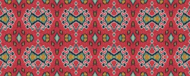 Kırmızı süs halısı. Mavi, mor ve beyaz. Yün Hint Grunge dokusu. Dirty Art Diverse Dekor Boyalı Batik. Gökkuşağı kat halısı. Ikat Kusursuz Duvar Kağıdı.