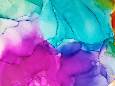 Mürekkep Yıkama Pastası. Parlak sıvı. Altın çizgiler, alkol mürekkebi. Hassas Azure. Motley lacivert leke. Alkol Mürekkebi Kırmızı Lekeler. Gökkuşağı lekeleri. Kartlar için arkaplan.