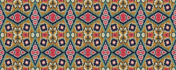 红色装饰地毯 海军蓝色 玫瑰和棕色条纹 羊毛印度纺织品装饰 传统的披肩装饰风格 艺术Ikat地毯 Ikat无缝合线 — 图库照片