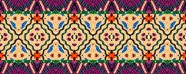 Seamless Ethnic Embroidery Rug Macrame Ethnic Ethnic Pattern Christmas Vintage — Foto Stock