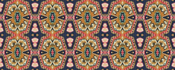 Red Ornament Carpet Blue Pink White Dots Wool Aztec Decoraton — Stockfoto