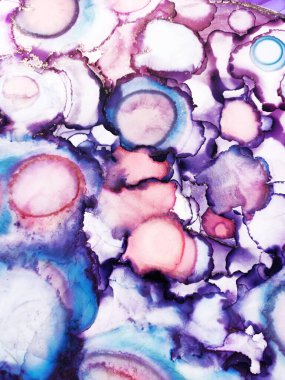 Bulutlar Macro. Gökkuşağı lekeleri. Deniz mavisi boşanmalar. Narin Işık. Motley Aquamarine lekeleri. Altın Çizgiler Suluboya Baskı. Alkol mürekkebi, leylak lekeleri. Mavi Soyut.