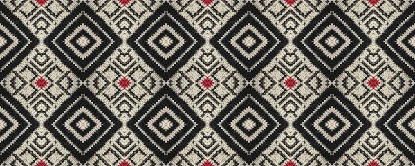 シームレスな民族パターン ウィッカー刺繍ペールプリント ヨーロッパの装飾 カラフルなストリップマット ウィッカーの新年刺繍 ラグマクロ部族のスレッドベア — ストック写真