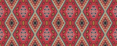 Kırmızı süs halısı. Lacivert, Rose ve White Blur. Yün Damask Halk Tasarımı. Geleneksel Kumaş Dekoru Batik. Kravat boyası katlı halı. Ikat Kusursuz Desen.