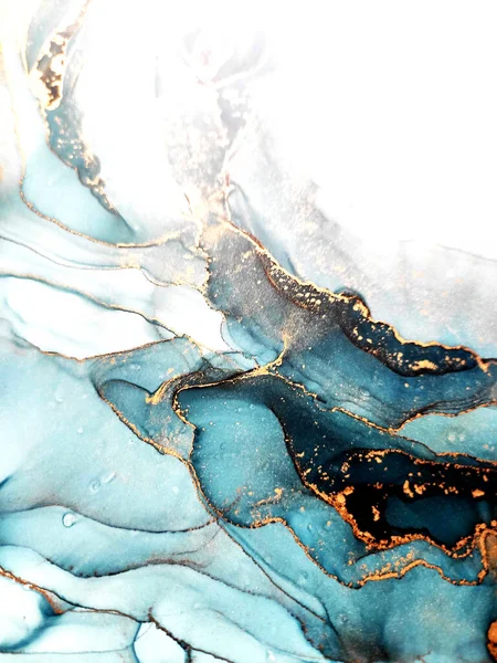 Nuvole Macro Gocce Blu Scuro Bianche Dorate Splatter Cielo Blu — Foto Stock
