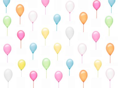  Çubukta parti balonları olan retro arkaplan, farklı renkler 