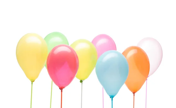 Imagem Paisagem Grupo Balões Coloridos Cores Diferentes Fundo Branco — Fotografia de Stock