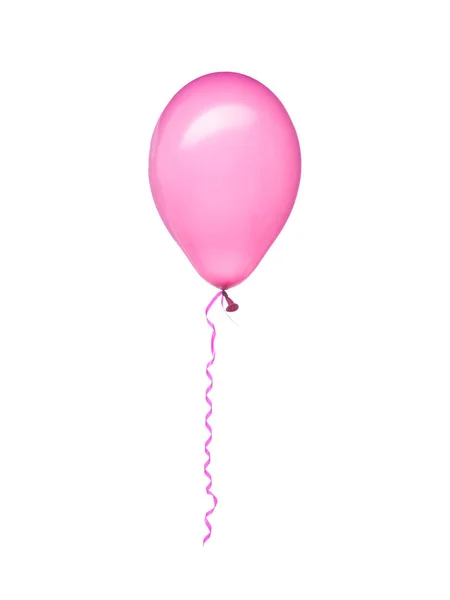 Pink Balloon Ribbon Flying Isolated White Background — Stock Photo, Image