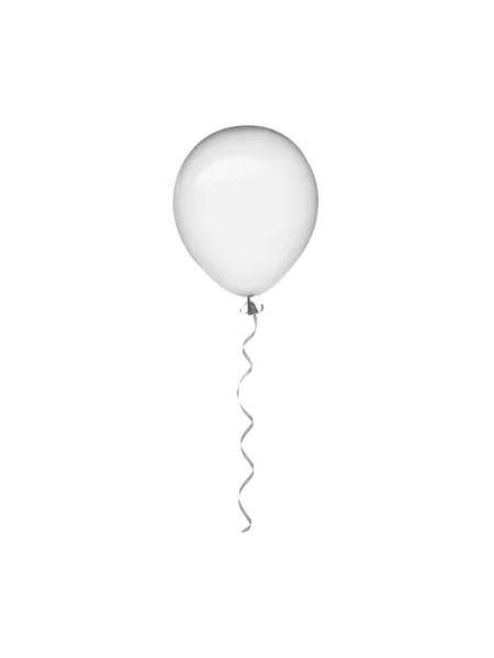 Palloncino Trasparente Grigio Chiaro Con Nastro Volante Isolato Fondo Bianco — Foto Stock