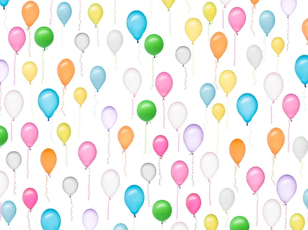 Papel Embrulho Com Padrão Arranjado Feito Balões Coloridos Sobre Fundo — Fotografia de Stock