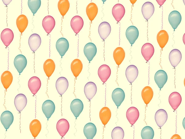 Retro Wrapping Paper Arranged Pattern Made Colorful Air Balloons Creamy — Stock Photo, Image