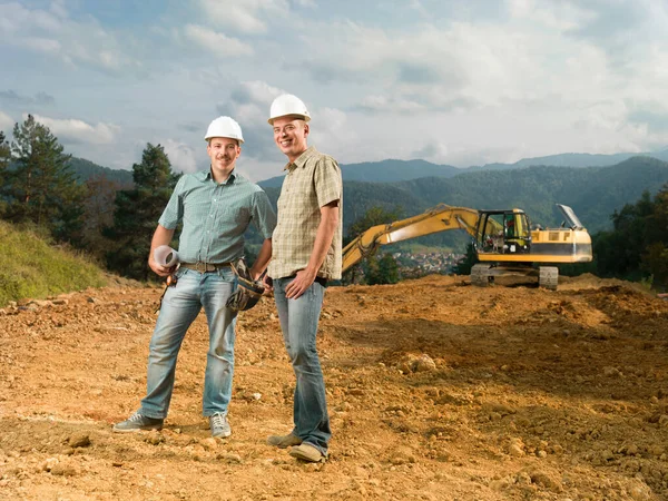 Ingenieros Felices Sitio Construcción — Foto de Stock