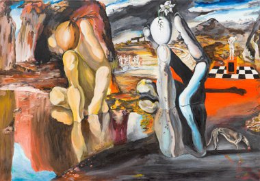 Yağlı boya tablo Salvador Dali tarafından yapılan ünlü bir tablonun kopyası.