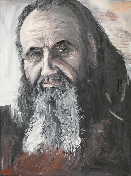 Yağlı Boya Tablo Bir Rahibin Portresini Gösteriyor — Stok fotoğraf
