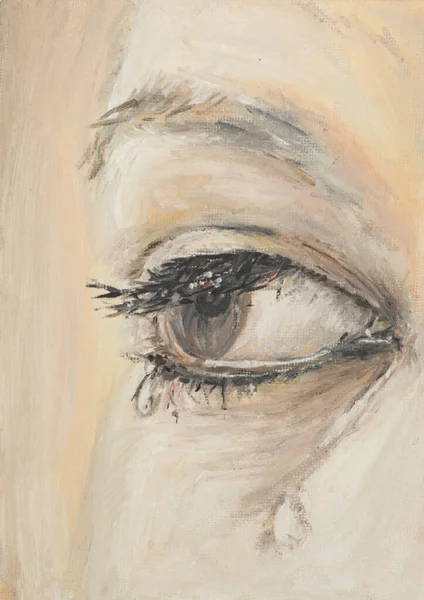 Peinture Huile Illustrant Oeil Une Femme Avec Des Larmes — Photo