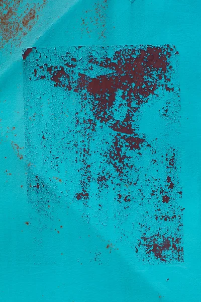 Eski Metal Plaka Pasla Maviye Boyanmış — Stok fotoğraf