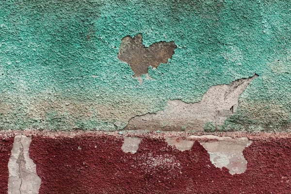 Old Wall Texture Peeling Green Red Traces Mold — Stock Photo, Image