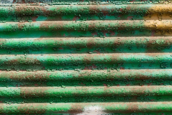 Green Paint Aged Corrugated Sheet — Stock Photo, Image