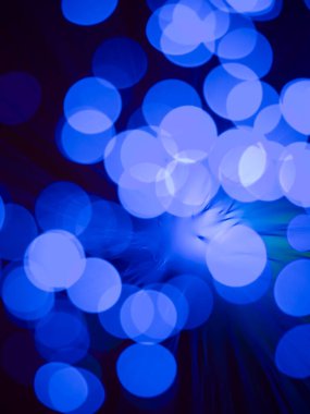 Fiber optik makro ışık çubuğu ve yuvarlak mavi ışık noktaları