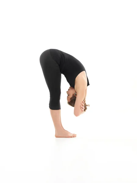 Variación Postura Yoga Demostrado Por Mujer Joven Vista Lateral Cuerpo —  Fotos de Stock