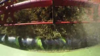 Hasat birleştirmek kadar yakın. Buğday hasat hasat birleştirin. Tahıl hasat birleştirin. Buğday hasat birleştirin. Buğday alan. Birleştirme görünümünü yakın çekim.