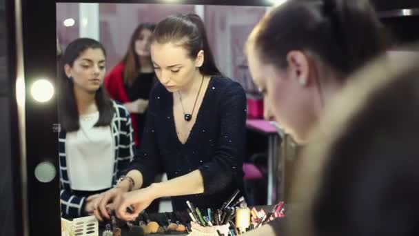 Professional Make Up In The Studio Beauty Stock Video