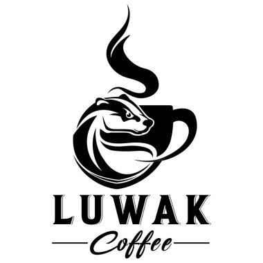 Geleneksel kahve logosu şablonu. Luwak kahve logo vektörü.