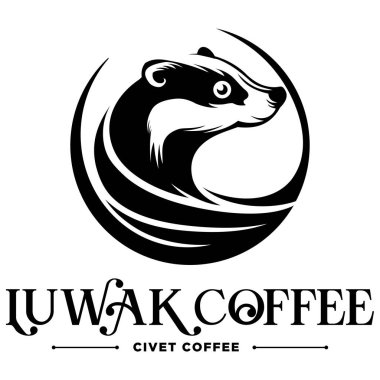 Geleneksel kahve logosu şablonu. Luwak kahve logo vektörü.
