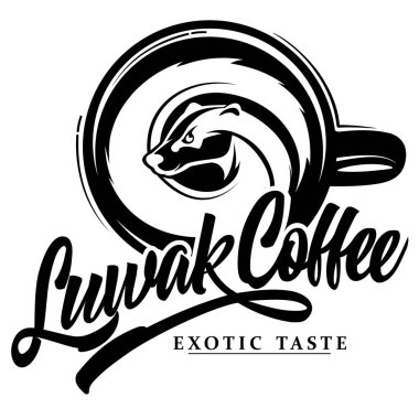Geleneksel kahve logosu şablonu. Markanız, kafeniz ya da dükkanınız için Luwak kahve logo vektörü.