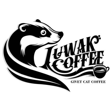 Geleneksel kahve logosu şablonu. Luwak kahve logo vektörü.