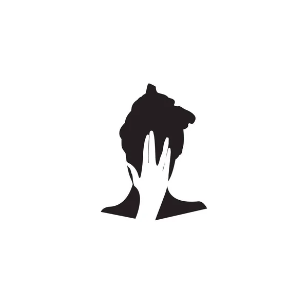 Простой Современный Негативный Дизайн Логотипа Руки Женского Лица Вашей Идеи — стоковый вектор
