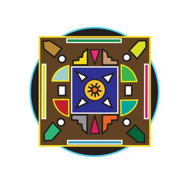 Sanat ve renklerle süslenmiş bir sembol.