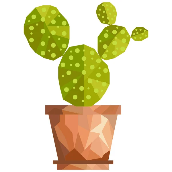 Ilustracja Drzewa Kaktusowego Garnku Niskim Wektorem Projektu Poli Gradient Wielokątny — Wektor stockowy