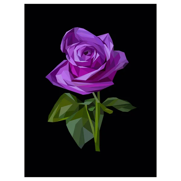 Purple Rose Low Poly Flower Design Polygonal Gradient Beauty — Stock Vector